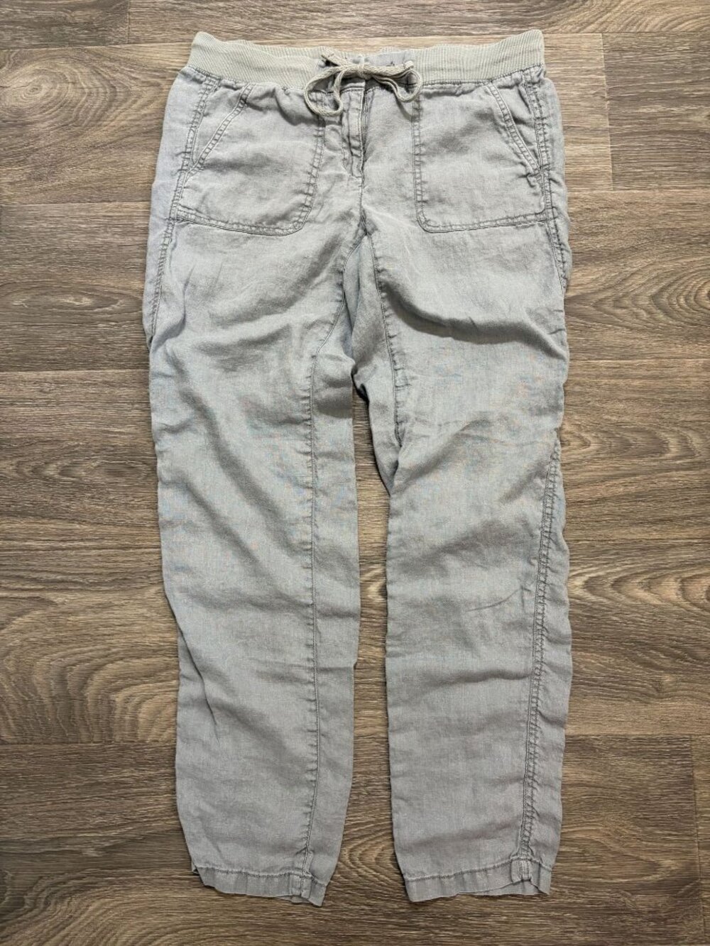 Lou & Grey Linen Pants Small Gray Elastic Waist Pockets Lightweight Casual - Picture 1 of 9